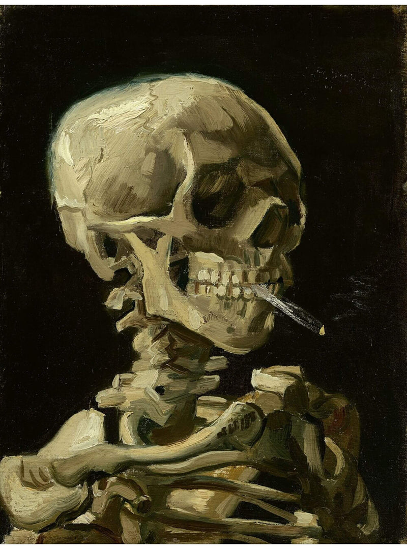 Skull of a Skeleton with Burning Cigarette