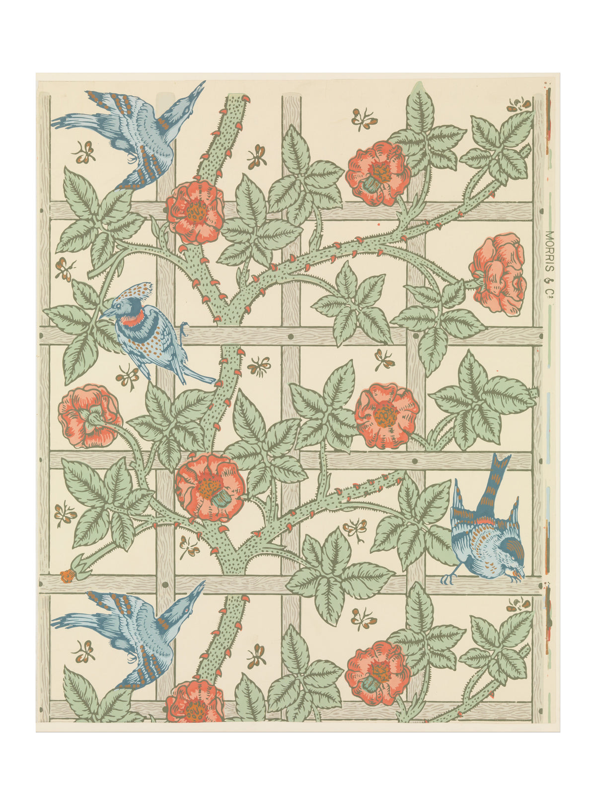 William Morris en Philip Webb, Trellis, ontworpen 1862, blokgedrukt behang