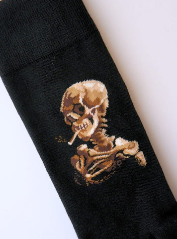 Skull of a Skeleton with Burning Cigarette