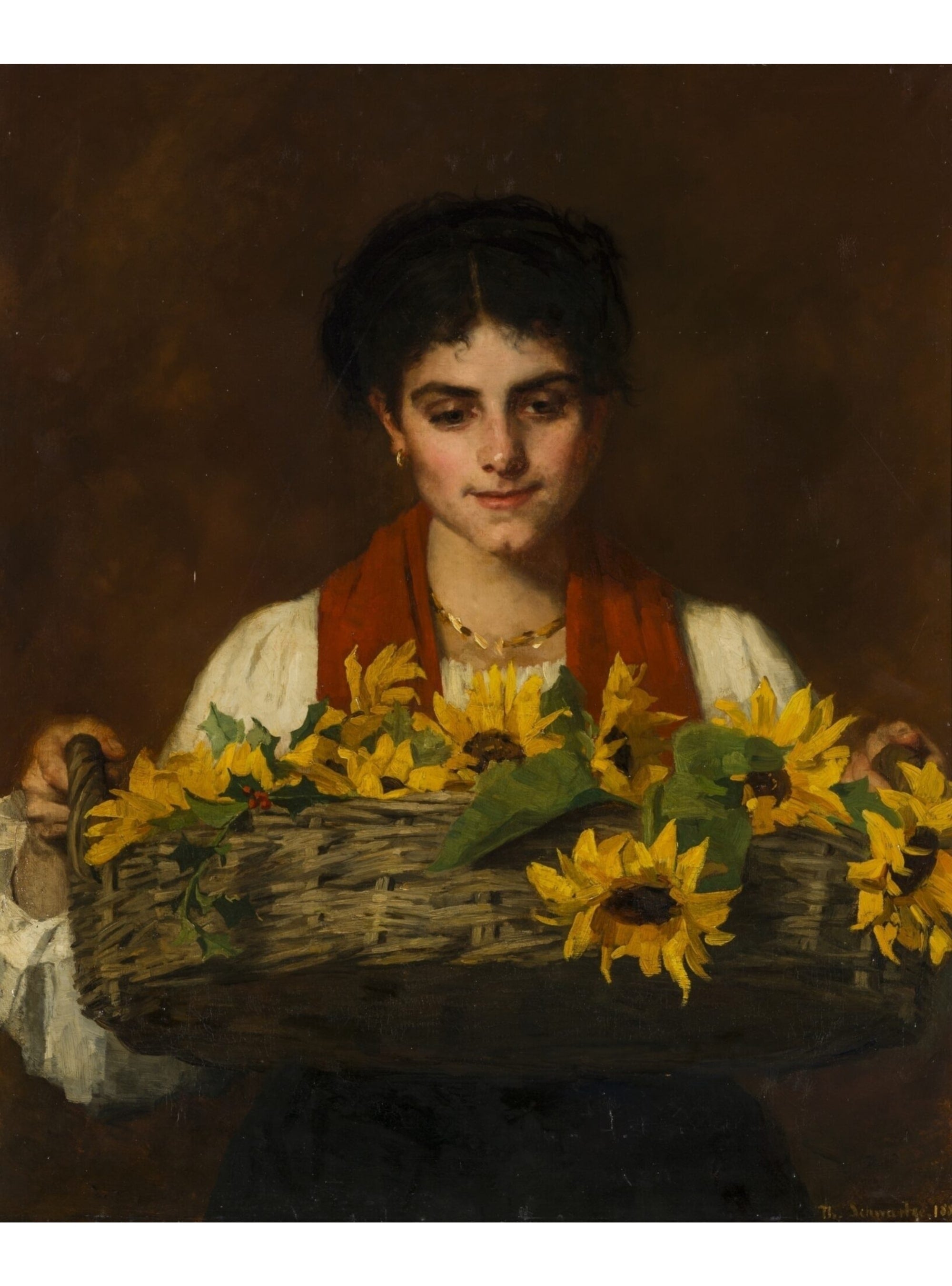 Thérèse Schwartze - Frau mit Sonnenblumen